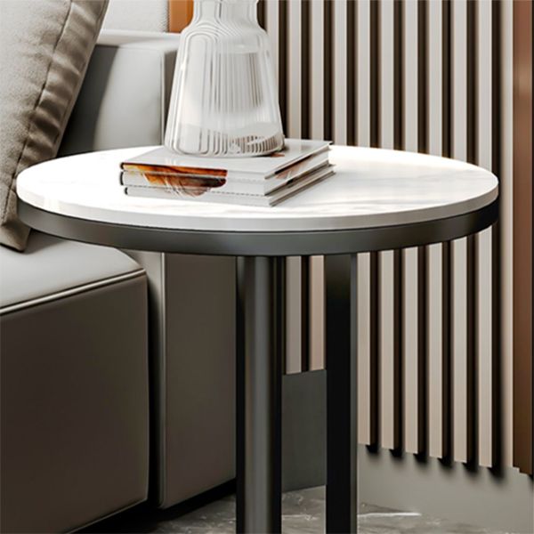 Contemporary Accent Side Table Round Pedestal Living Room Metal Corner Table