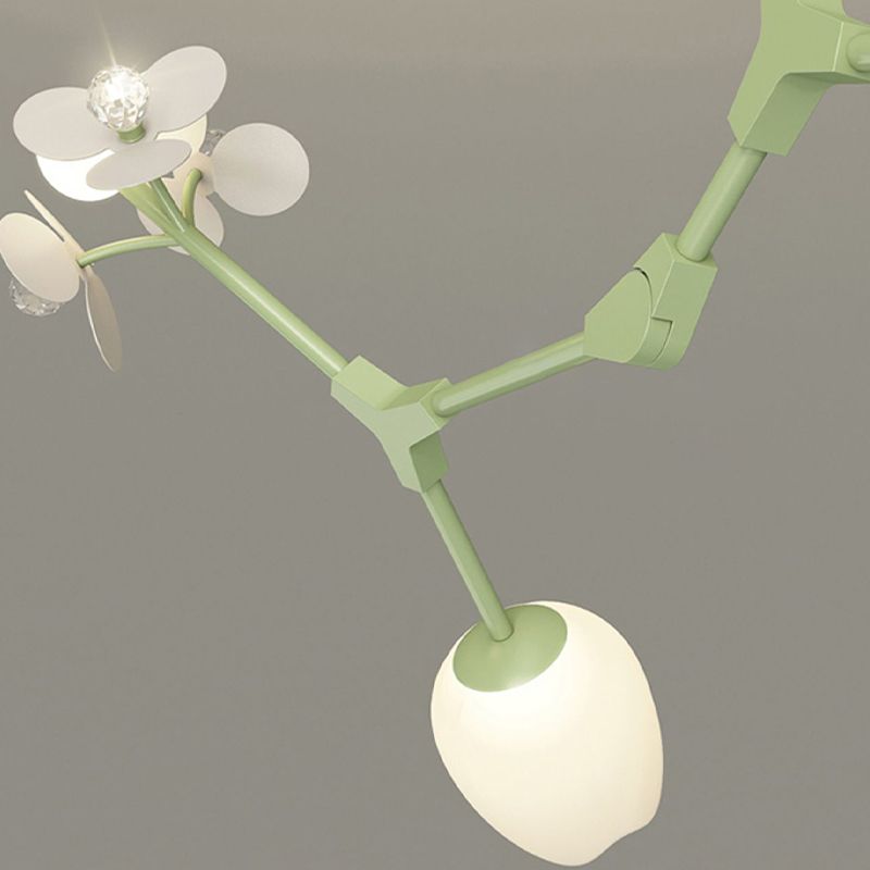 Modern Metal Ceiling Light Flower Shape Island Light with Crystal Shade for Living Room