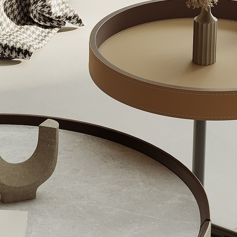 Contemporary Coffee Table Round 3 Legs Slate Coffee Cocktail Table