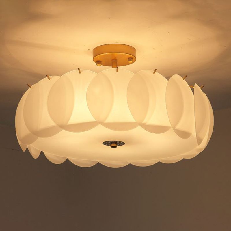 Nordic Ceiling Lighting White Glass Semi Flush Mount for Bedroom