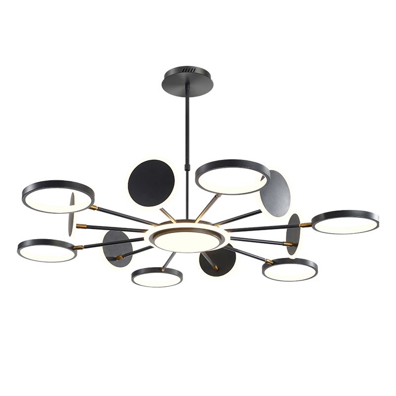 Modern Style Geometry Shape Pendant Chandeliers Metal Chandelier Lights in Black