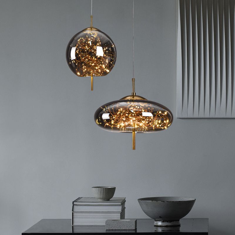 Contemporary Style Simple Pendant Light Fixtures with Glass Shade for Sitting Room Coffee Shop