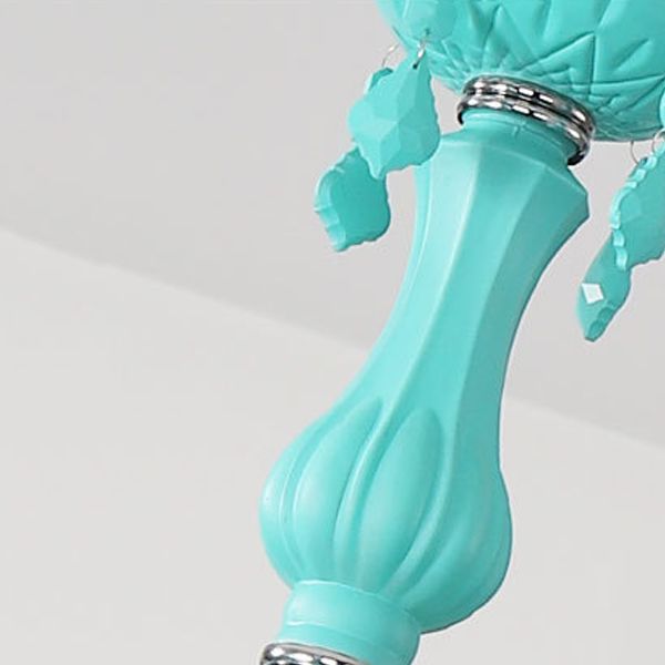 Multi Light Candle Branch Hanging Pendant Modern Style Crystal Hanging Lighting in Green