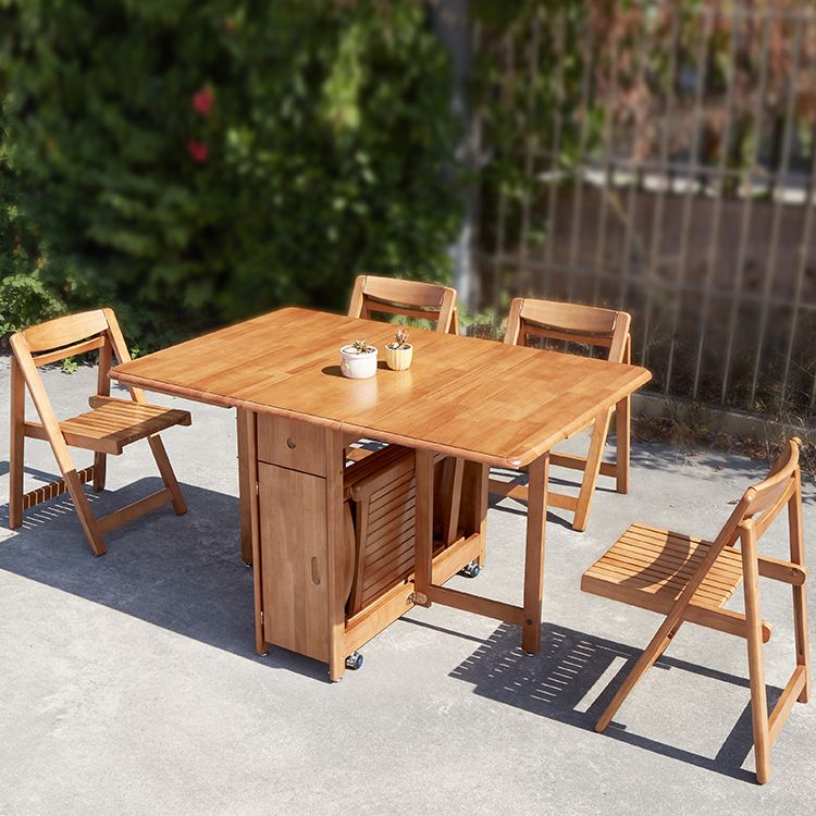 Mid-Century Dining Table Solid Wood Drop-Leaf Table for Home Use, 51"L x 35"W x 29.5"H