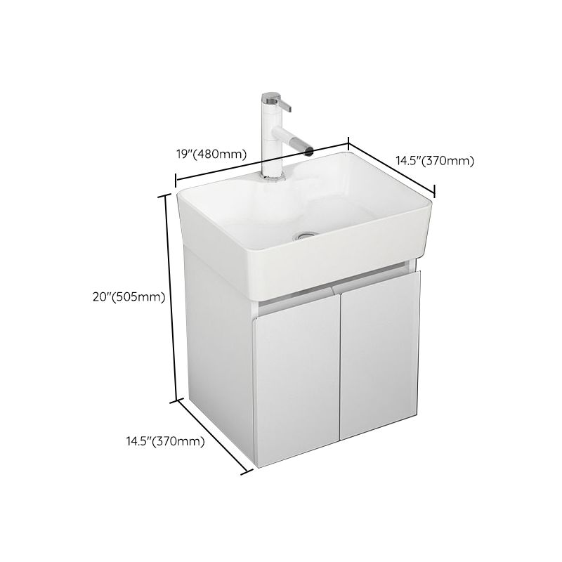 Modern Metal Bathroom Vanity Solid Color Wall Mount Vanity Cabinet in White