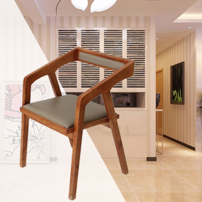 Home Indoor Dining Chair Pine Solid Wood Open Back Arm Chair