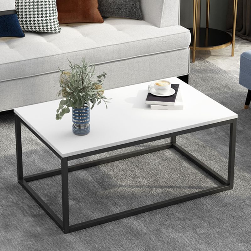 Modern Rectangular Steel Frame Coffee Table  Black Cocktail Table