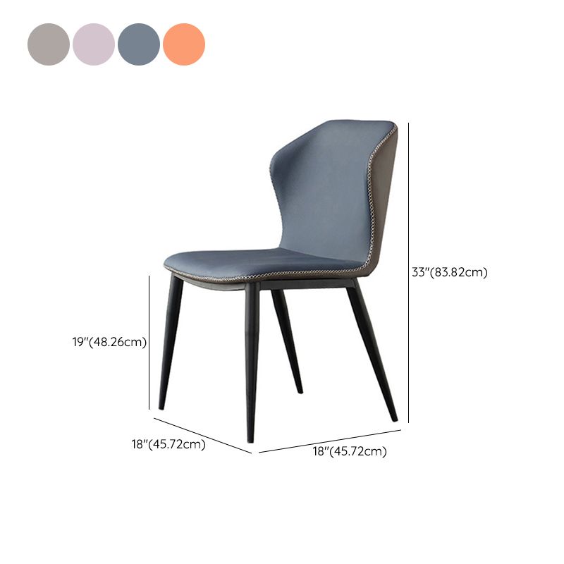 Faux Leather Side Chair Wingback Armless Chair with Black Legs