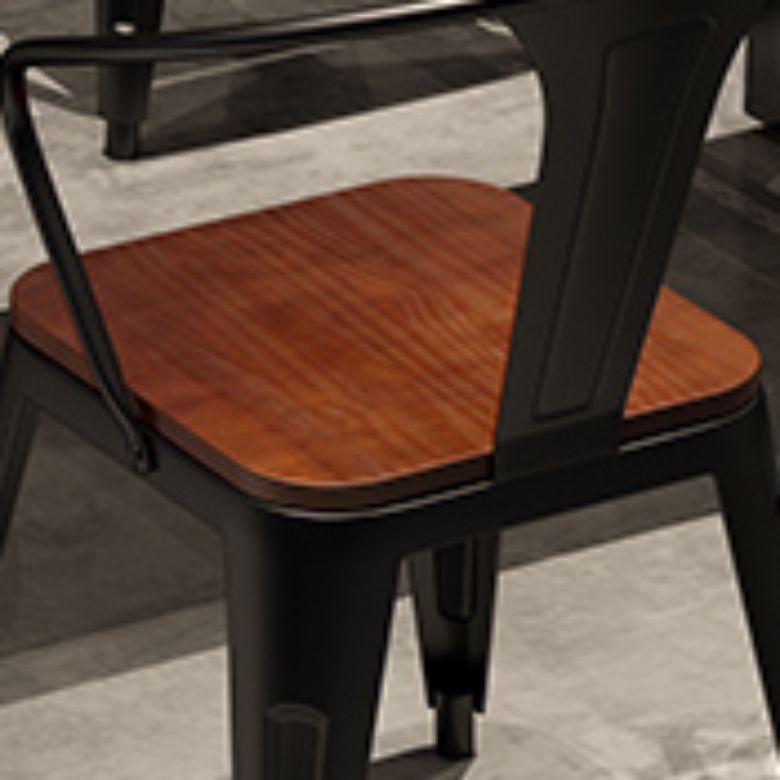 Solid Wood Dining Chairs Slat Back Arm Chair with Metal Base