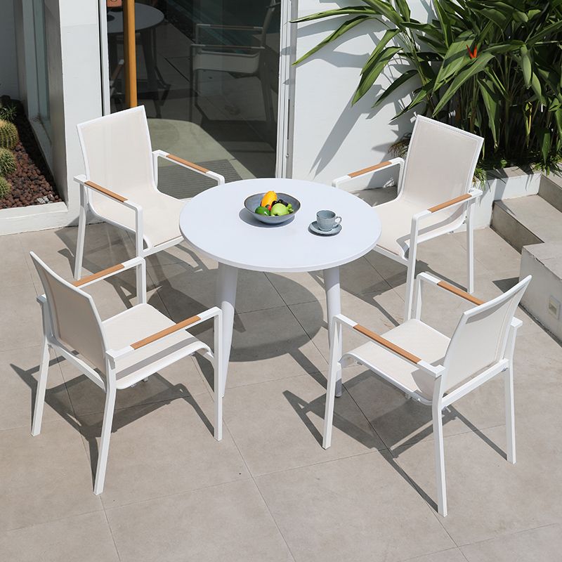 1/3/5/7 Pieces Dining Table Set White Metal Patio Dining Table Set