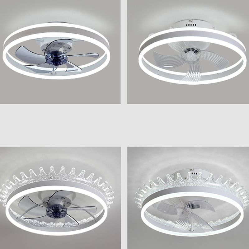 Metal Fan Ceiling Lights Modern Style 1 Light Flush Mount Lamp for Bedroom