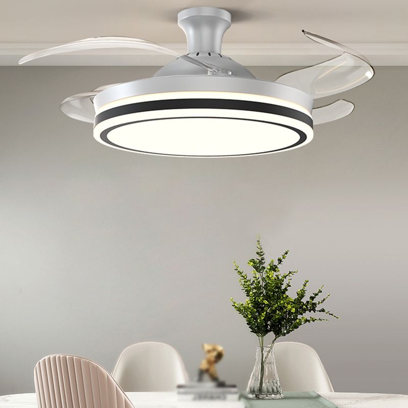 Modern LED Ceiling Fan Light Metal Stripes Semi Flush Mount LED Light
