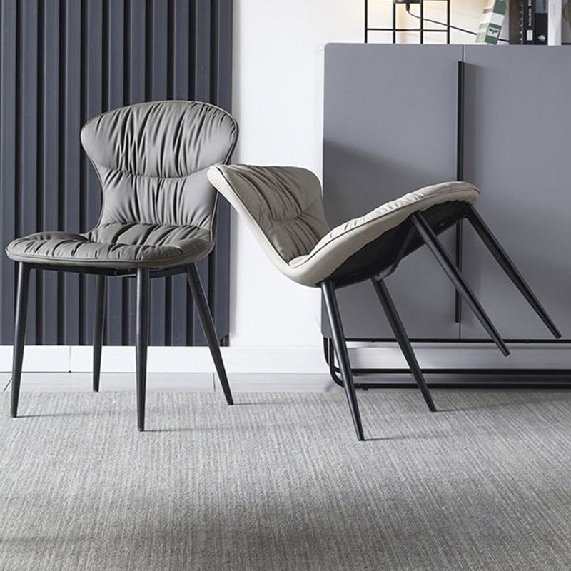 Faux Leather Side Chair Black Legs Dining Room Parsons Chair