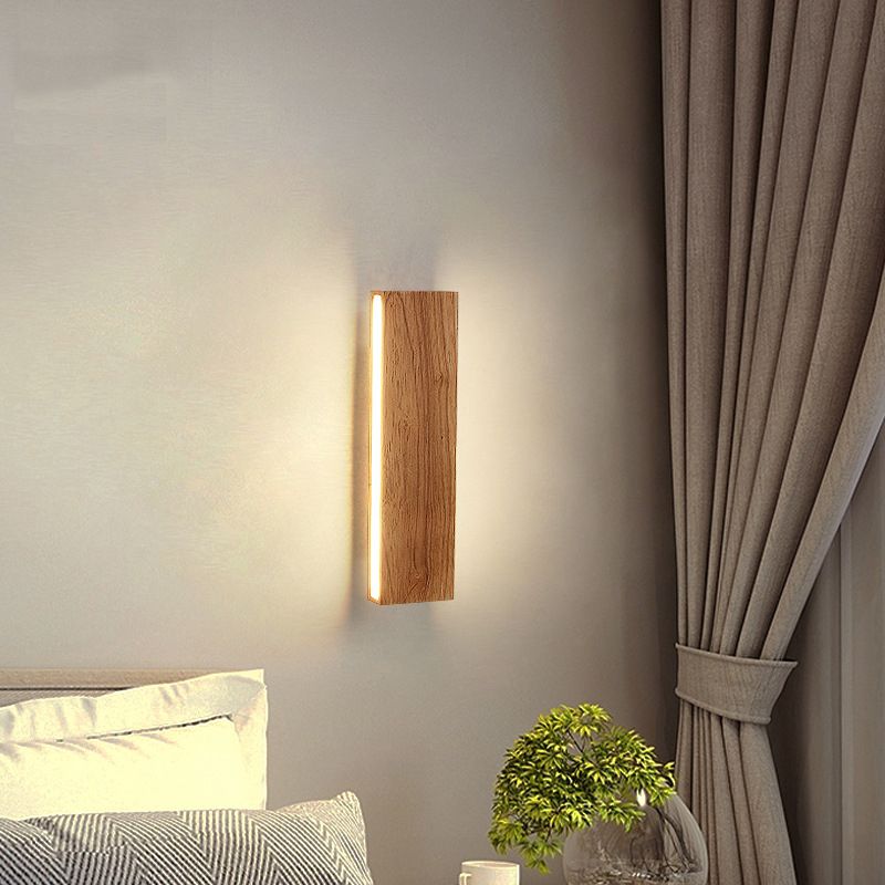 Modernism Single Beige Bathroom Vanity Light Wooden LED Bath Bar