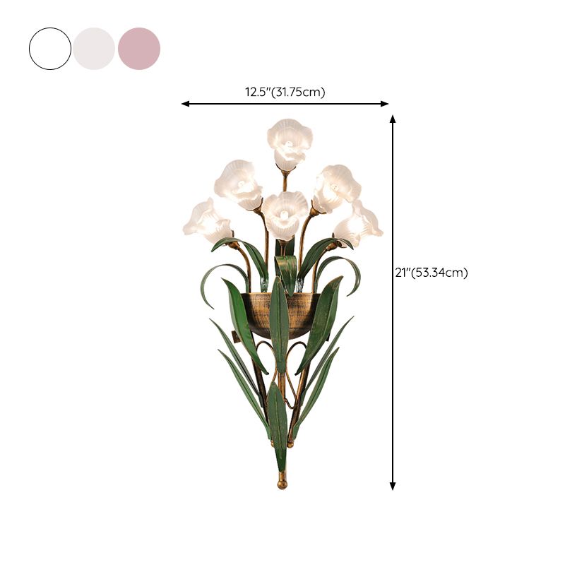 Modern Style Wall Lamp Flower Shape Wall Mount Lamp with Glass Shade for Bedroom