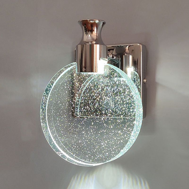 Round Vanity Lighting Modern Style Crystal 1 Light Vanity Wall Sconce