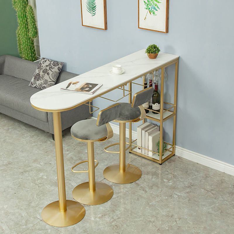 Sintered Stone Bistro Bar Table Modern Gold Frame Bar Table for Living Room