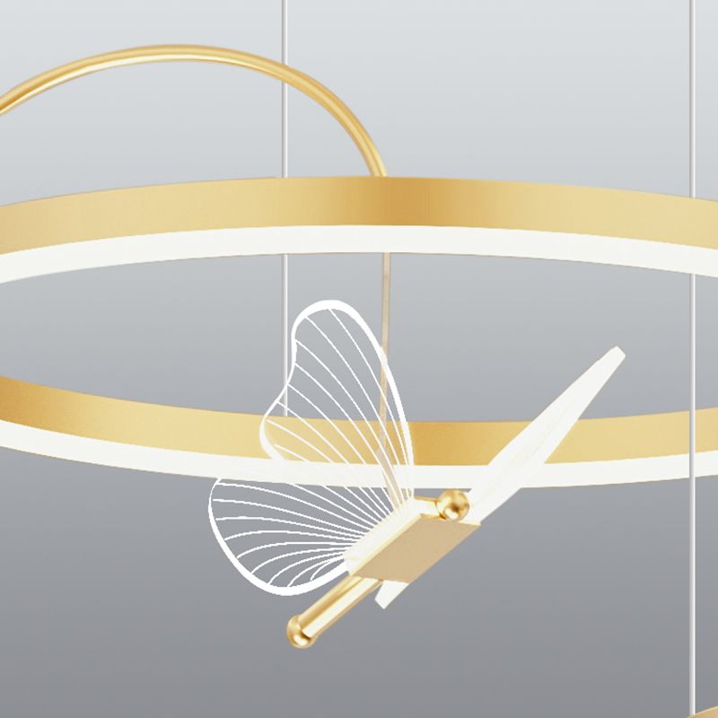 Butterfly Shape Metal Chandelier Lights Modern 3- Light Chandelier Lighting in Gold