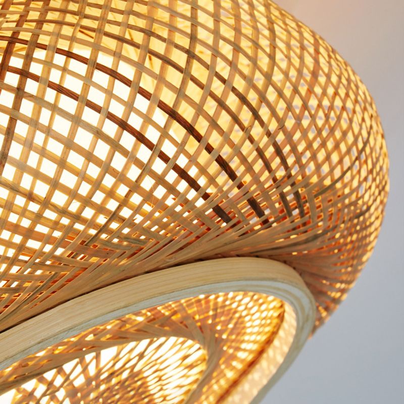 Circular Flush Mount Light Fixture Asian Rattan Flush Mount