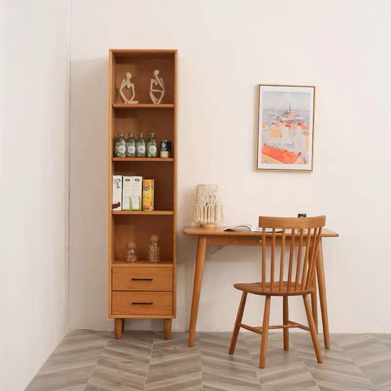 Mid-Century Modern Solid Wood Chest Rectangle Accent Cabinet with Drawer