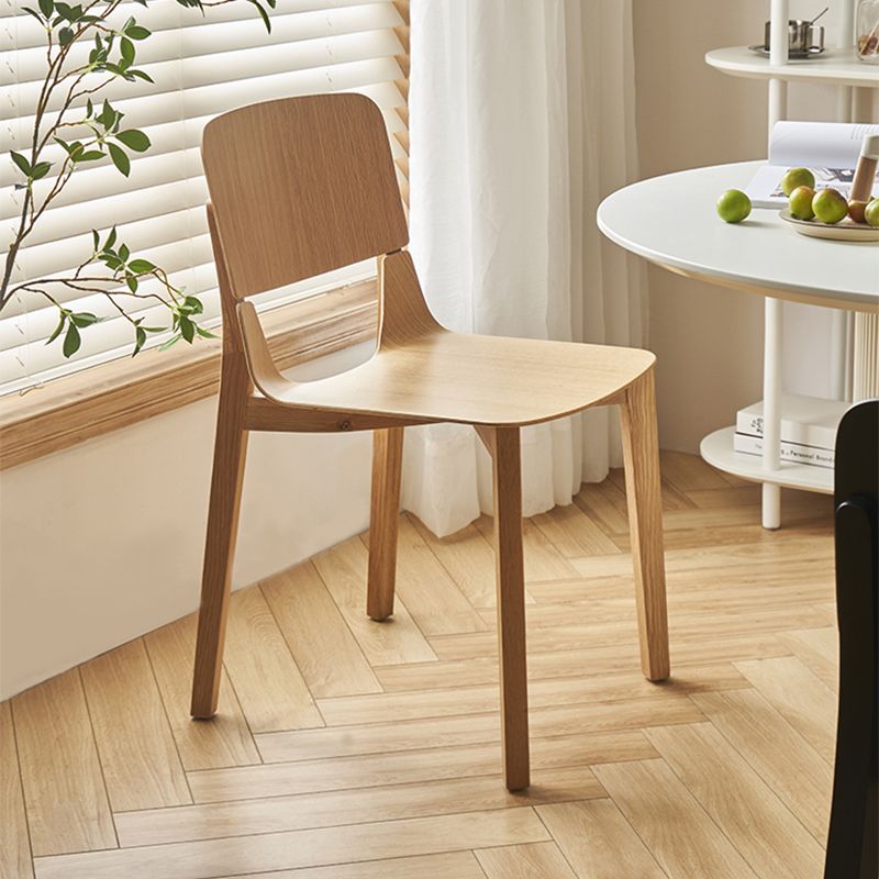 Nordic Style Solid Wood Dining Room Chair Armless Open Back Dining Side Chair for Home Use