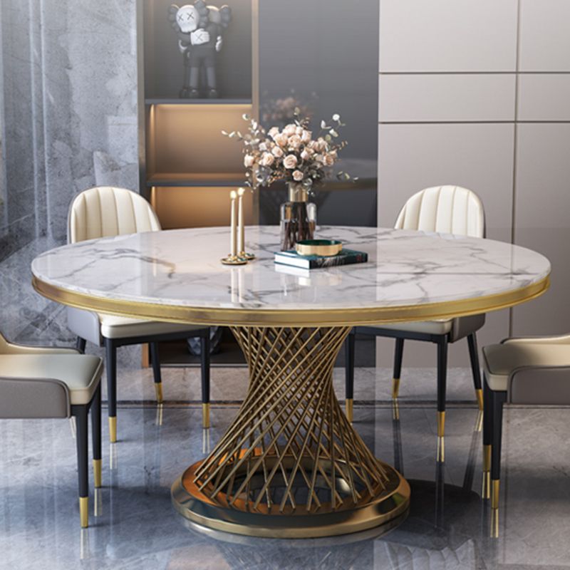 Sintered Stone Pedestal Dining Table Simplicity Style Round Table for Home
