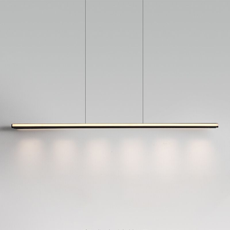 Modern LED Hanging Light Linear Metal Island Light Fixture for Dining Room