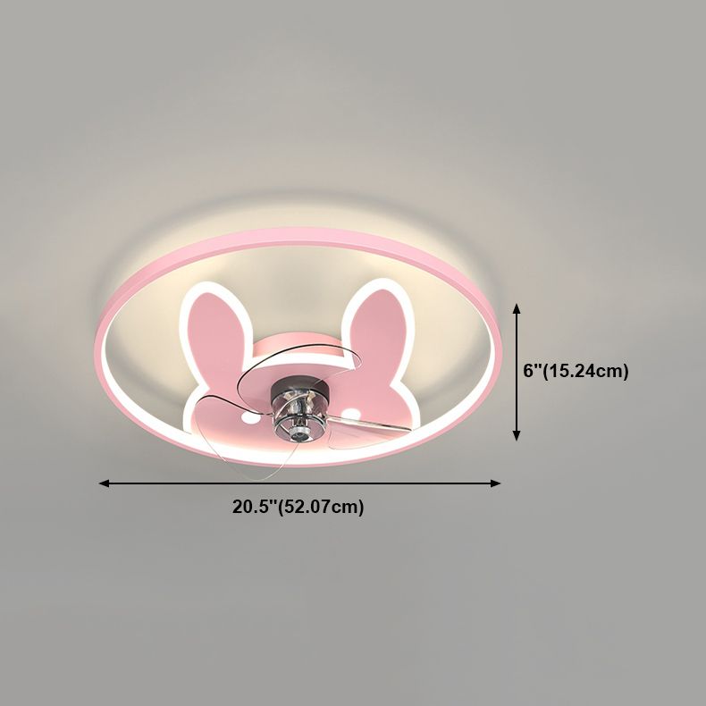 Metal Ceiling Fan Light Minimalist Kids Bedroom LED Ceiling Mounted Fan Light