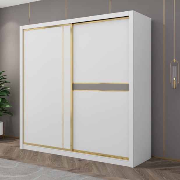 Modern White Wardrobe for Home Manufactured Wood Cabinet with Sliding Doors