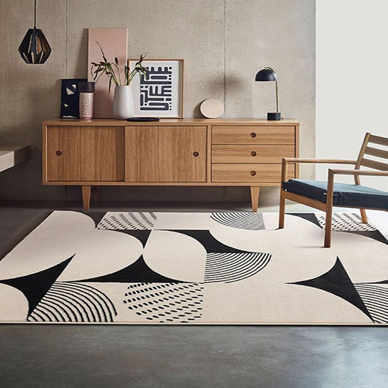 Black Modern Rug Polyester Abstract Color Piece Rug Washable Rug for Living Room