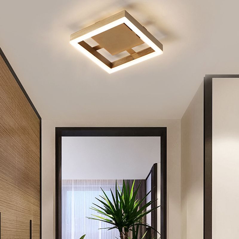 Metal Geometric Shape Flush Mount Light Modern-Style 1 Light Flush Ceiling Light in Gold
