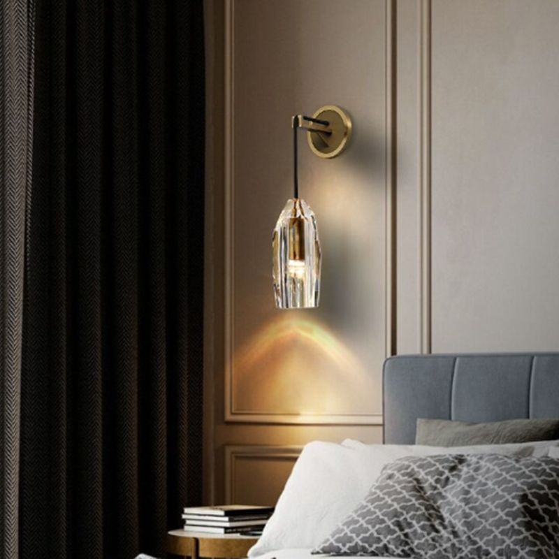Geometric Shape Crystal Wall Sconces Modern 1 Light Wall Mount Light Fixture in Brass