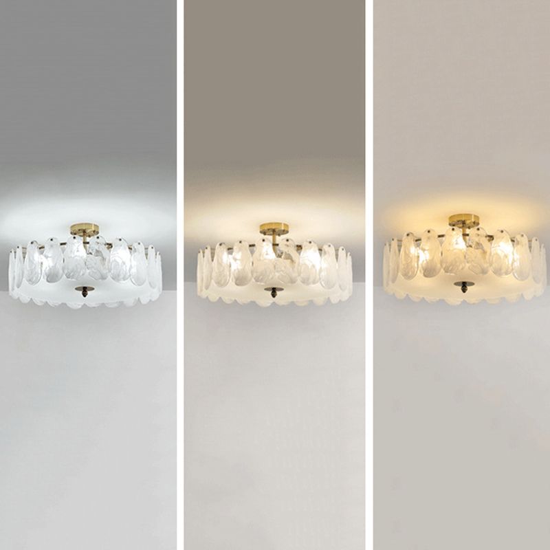 Contemporary Ceiling Lamp Glass Shade Flush Mount Lighting Fixture for Bedroom