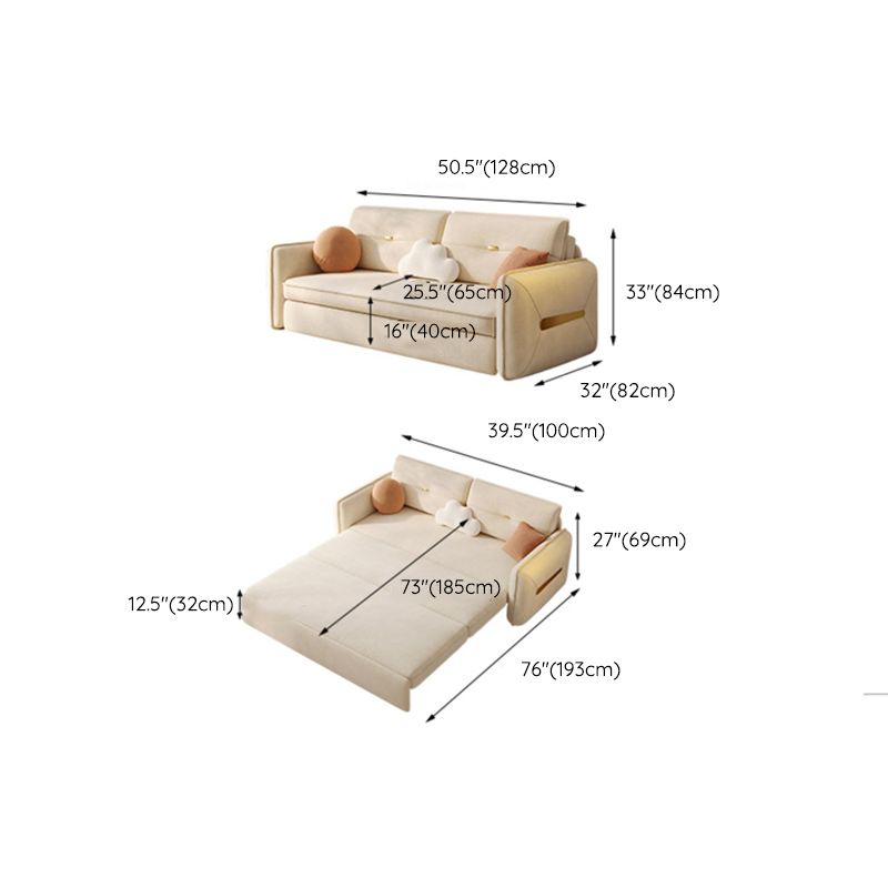 Square Arms Sofa Futon Pillow Included Futon Sofa Bed with Storage