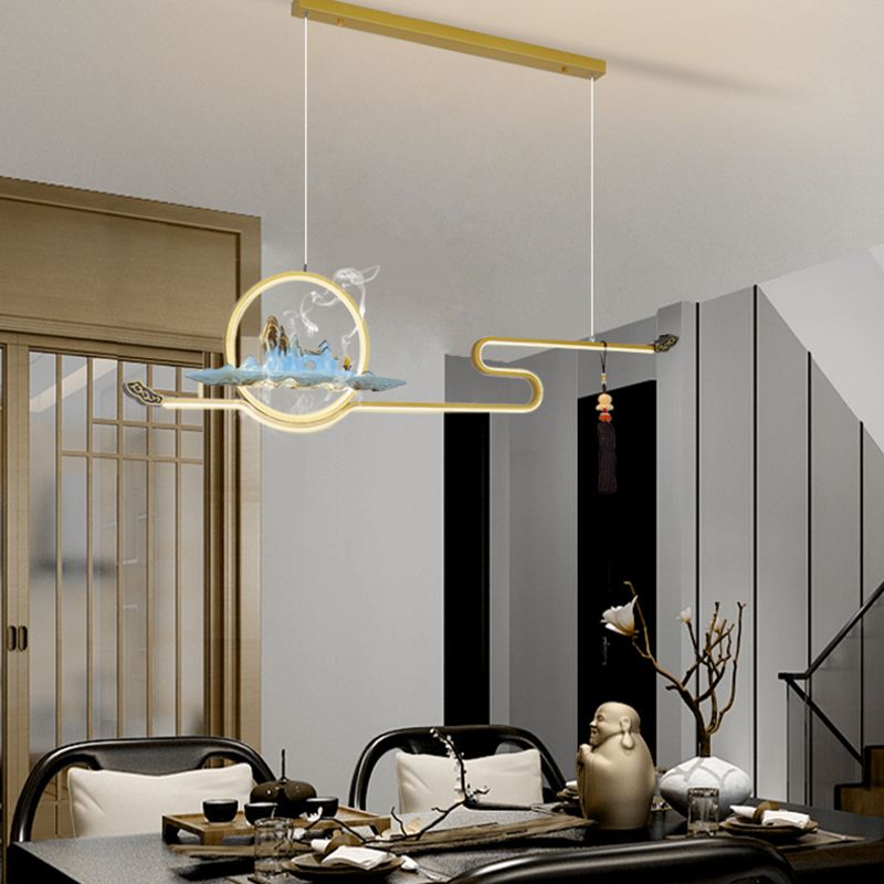 Resina luces colgantes colgantes chinas lámparas colgantes lineales modernas para comedor
