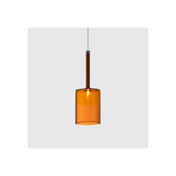 Nickle Zylindrisch/Trommel/lange Säule Suspension Anhänger Modernist 1 hellgrau/rot/orange Glas LED Hängende Leuchte
