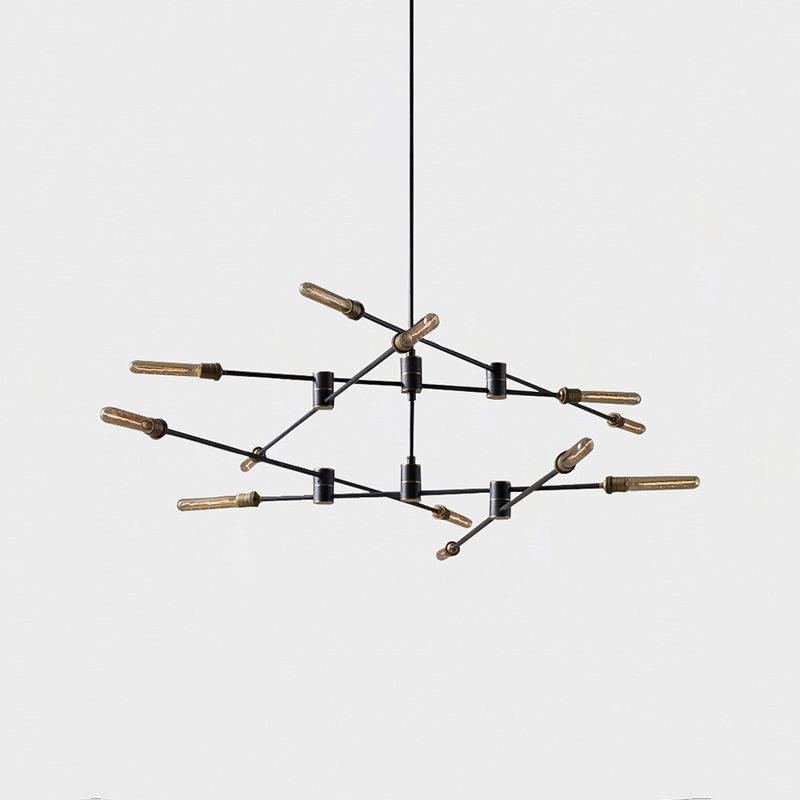 Nordic Style Metal Chandelier Branch Black Pendant Lamps for Living Room