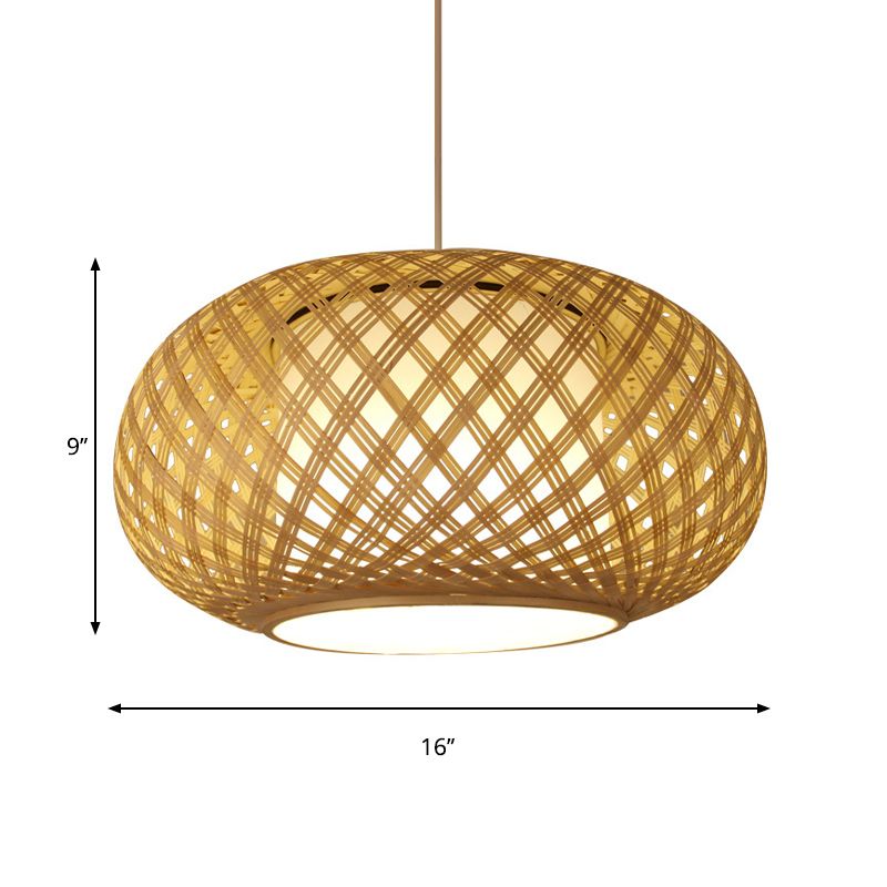 1 bulbo de techo de techo lámpara de madera asiática lámpara con sombra de bambú de linterna