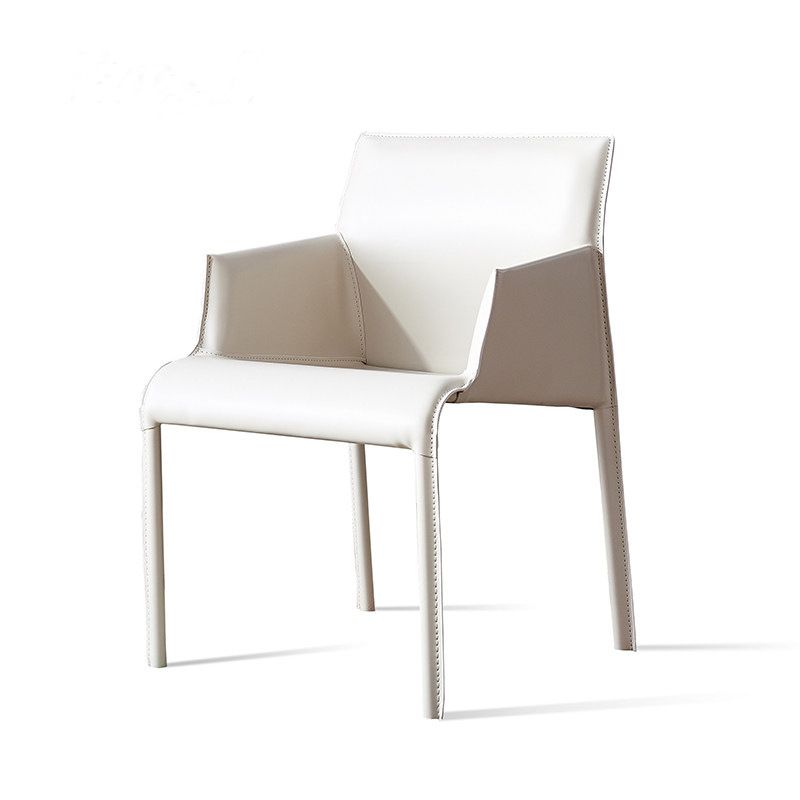 Modern Design Leather Chair Kitchen Solid Back Single Dining Arm Chair