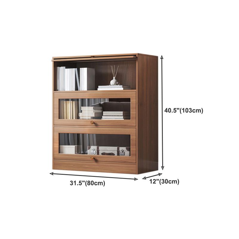 Contemporary Barrister Brown Bookshelf Engineered Wood Closed Back Shelf with Door