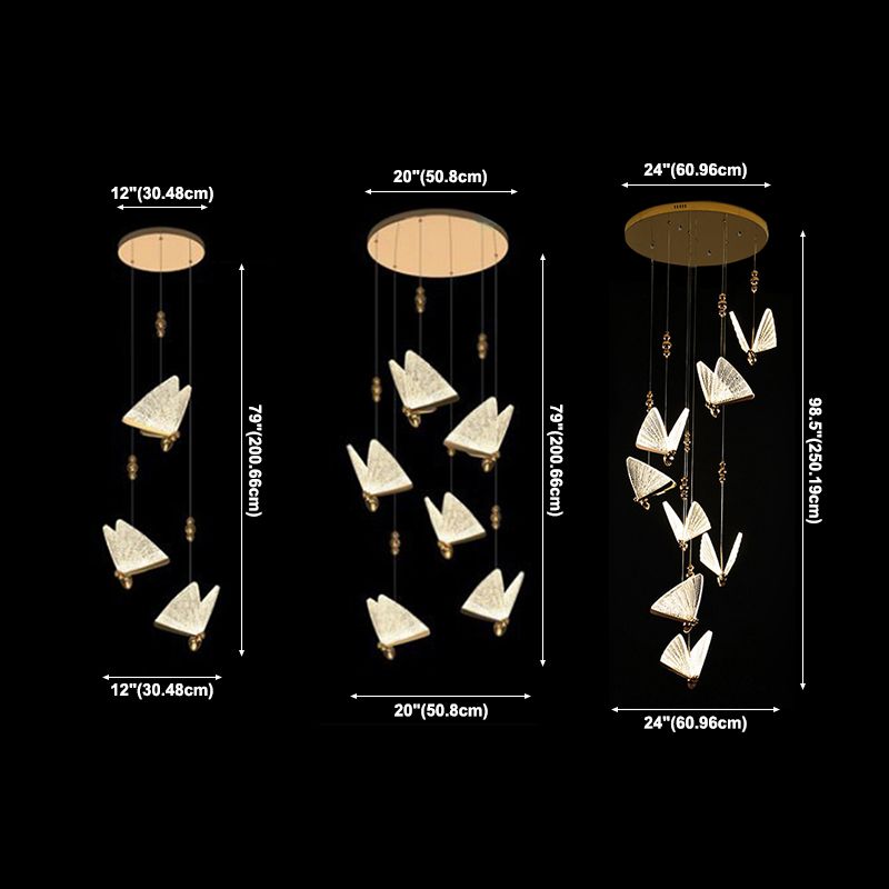 Acrylbutterfly -Anhänger hell, luxuriöse Deckenlichter für Schlafzimmer