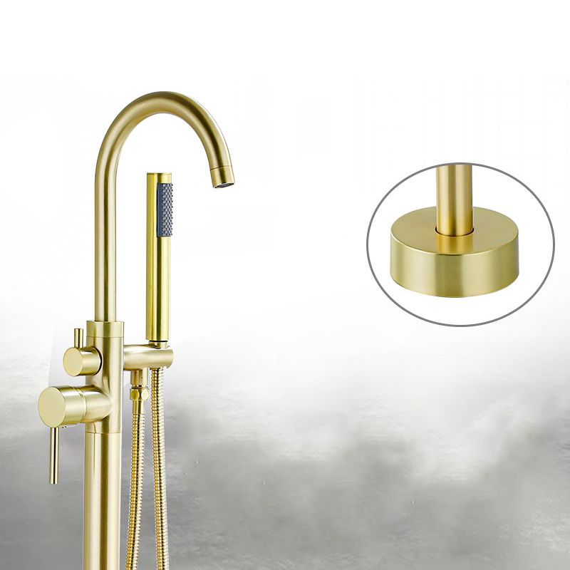 Modern Gold Bath Faucet Trim Floor Mounted High Arc Tub Faucet