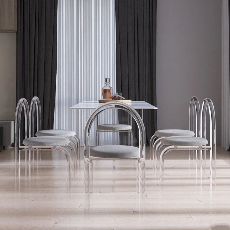 Minimalist 1/5/7 Pieces Dining Set with Cushion Chair and Double Pedestal Table Furniture