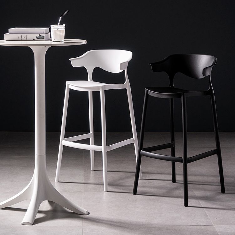 30 inch Plastic Scandinavian Armless Stool Low Back Bar Stool for Kitchen