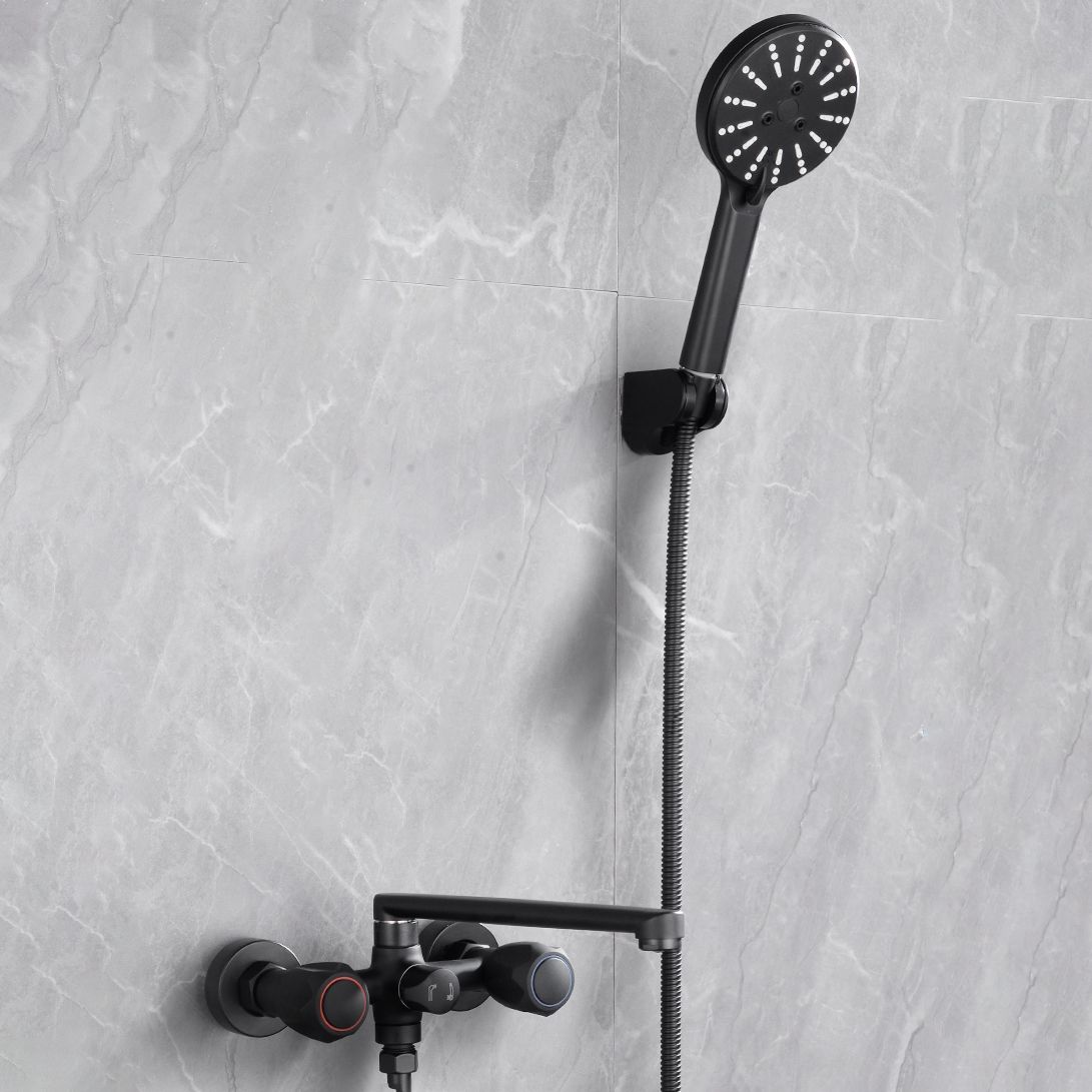 Modern Tub Faucet Trim Black Wall Mounted Swivel Spout with Handheld Shower