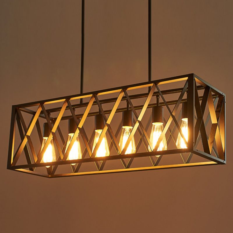 Rectangle Pendant Lighting Industrial Metal Pendant Light Kit in Black