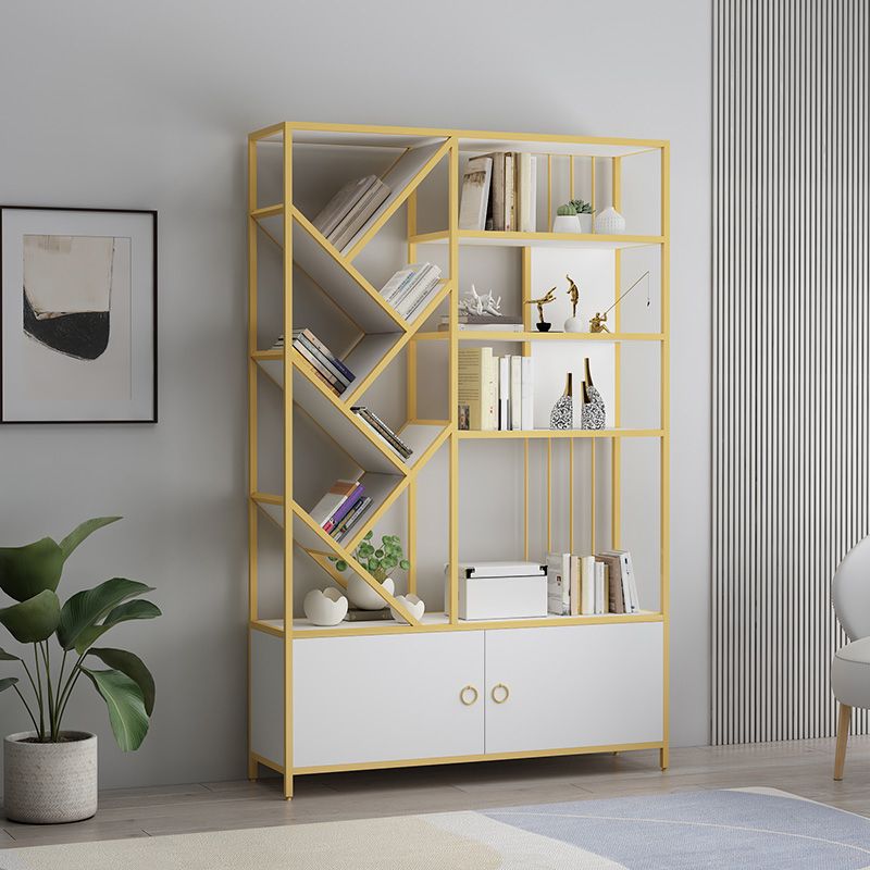 Scandinavian Open Back Bookshelf Metal Bookcase with Cabinet