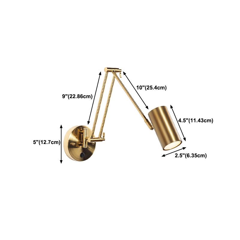 Modern Style Swing Arm Wall Sconce Metal Wall Light for Bedroom