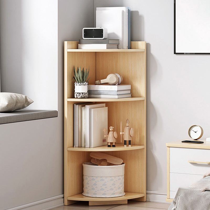 Corner Wood Accent Chest with Shelves Contemporary Side Cabinet