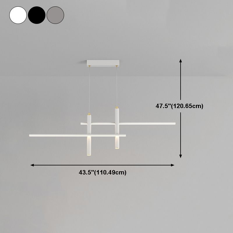Metal Linear Shape Hanging Lights Modern 4 Lights Pendant Light Fixtures